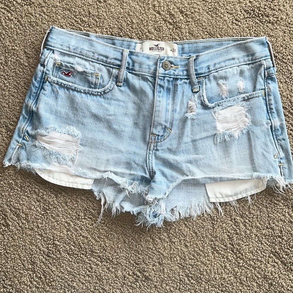 Hollister Light Blue Distressed Jean Shorts